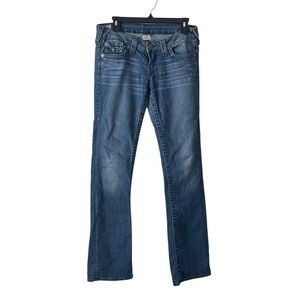 True Religion Billy Straight Leg Low Rise Y2K World Tour Denim Jeans Women Sz 29